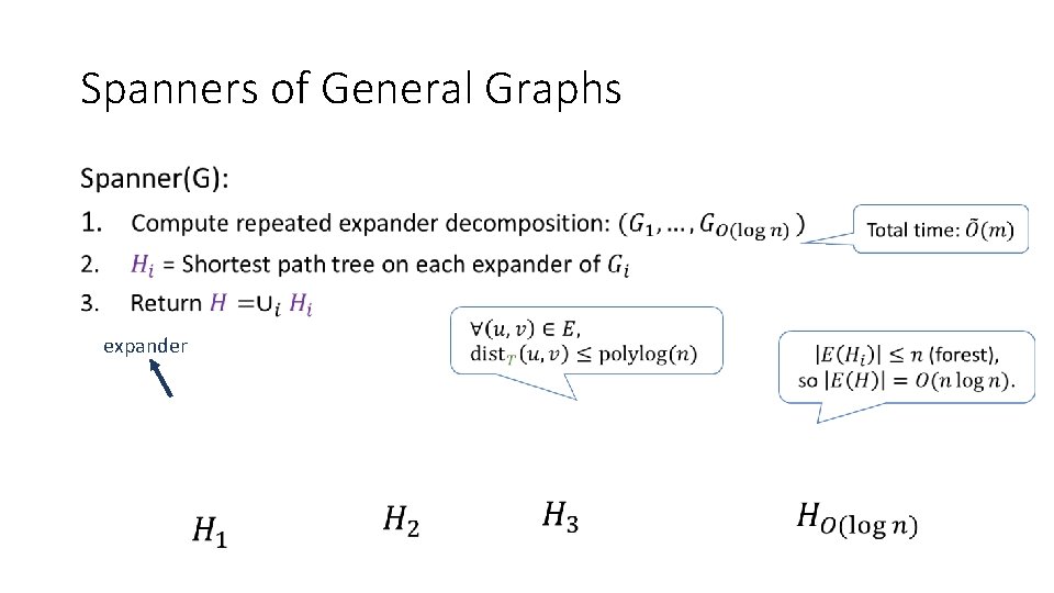Spanners of General Graphs • expander 