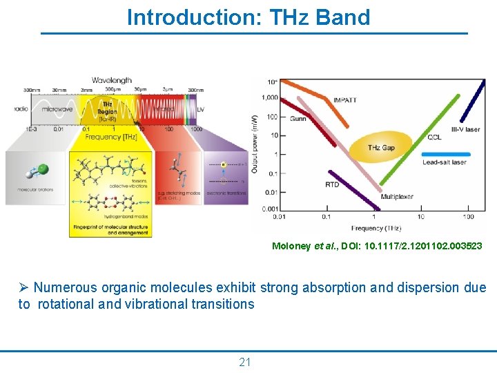 Introduction: THz Band Moloney et al. , DOI: 10. 1117/2. 1201102. 003523 Ø Numerous