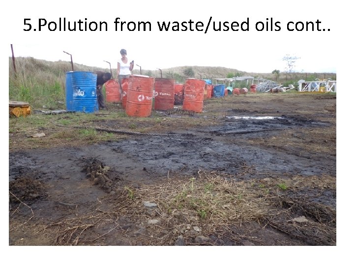 5. Pollution from waste/used oils cont. . 