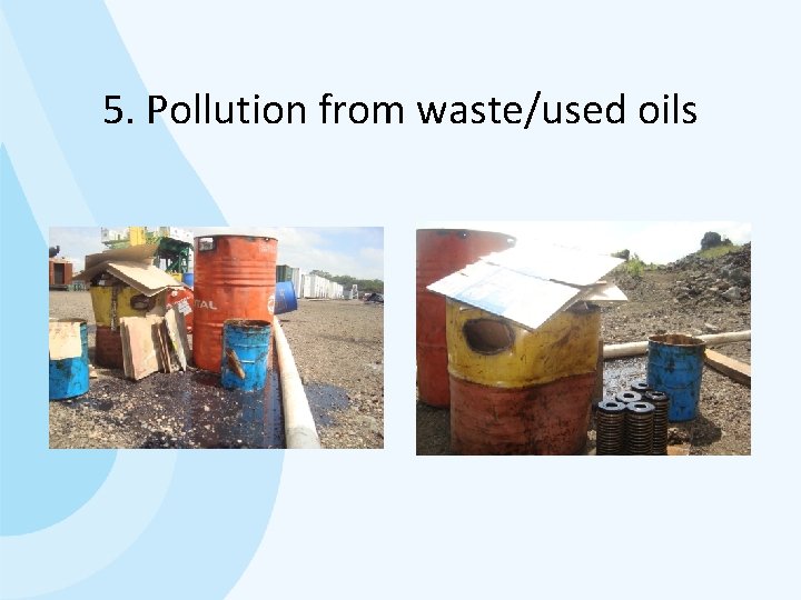 5. Pollution from waste/used oils 