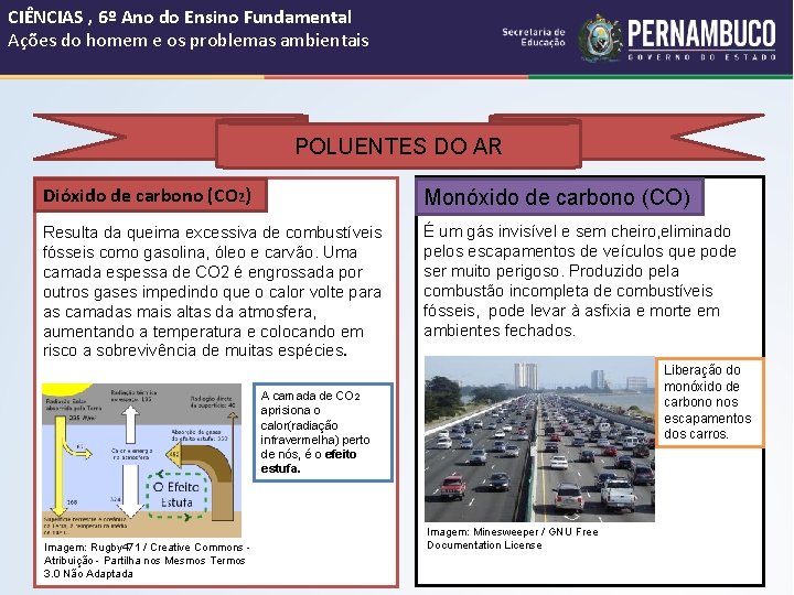 CIÊNCIAS , 6º Ano do Ensino Fundamental Ações do homem e os problemas ambientais