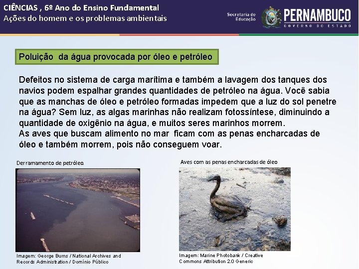 CIÊNCIAS , 6º Ano do Ensino Fundamental Ações do homem e os problemas ambientais