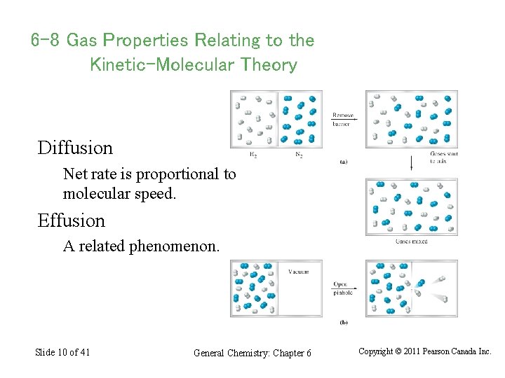 6 -8 Gas Properties Relating to the Kinetic-Molecular Theory Diffusion Net rate is proportional