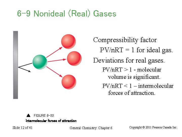 6 -9 Nonideal (Real) Gases Compressibility factor PV/n. RT = 1 for ideal gas.