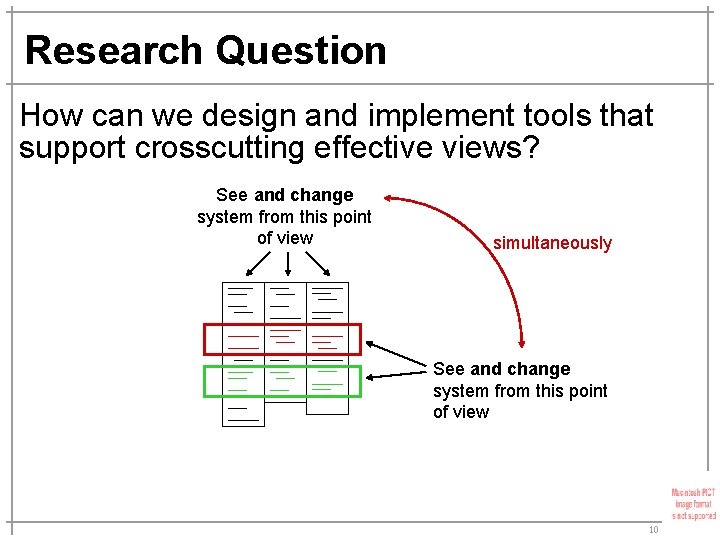 Research Question How can we design and implement tools that support crosscutting effective views?