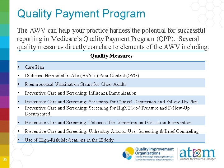Quality Payment Program The AWV can help your practice harness the potential for successful Quality Payment Program The AWV can help your practice harness the potential for successful