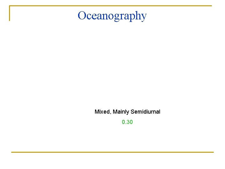 Oceanography TIDES Mixed, Mainly Semidiurnal 0. 30 