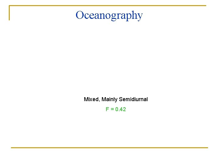 Oceanography TIDES Mixed, Mainly Semidiurnal F = 0. 42 