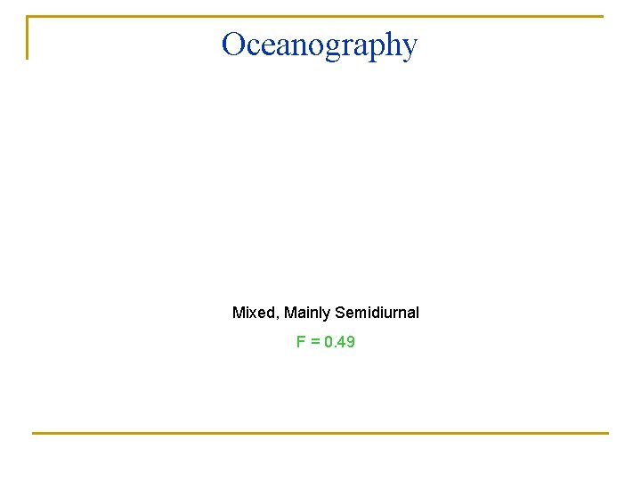 Oceanography TIDES Mixed, Mainly Semidiurnal F = 0. 49 