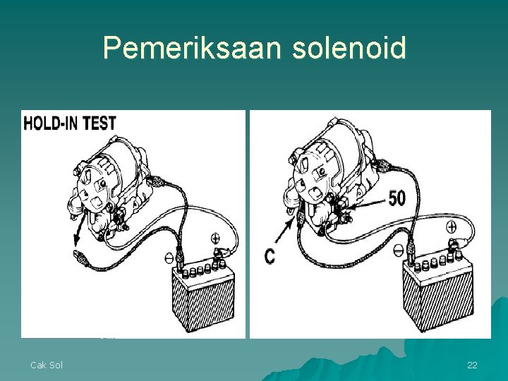 Pemeriksaan solenoid Cak Sol 22 Pemeriksaan solenoid Cak Sol 22