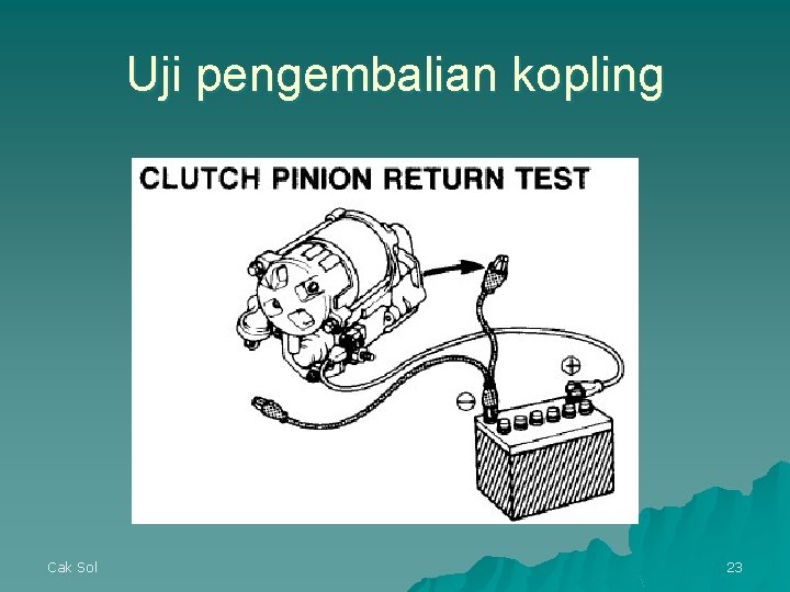 Uji pengembalian kopling Cak Sol 23 Uji pengembalian kopling Cak Sol 23
