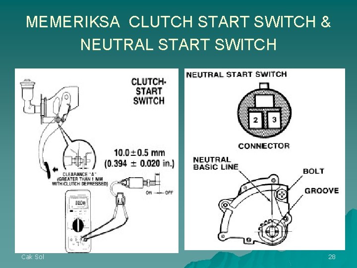 MEMERIKSA CLUTCH START SWITCH & NEUTRAL START SWITCH Cak Sol 28 MEMERIKSA CLUTCH START SWITCH & NEUTRAL START SWITCH Cak Sol 28