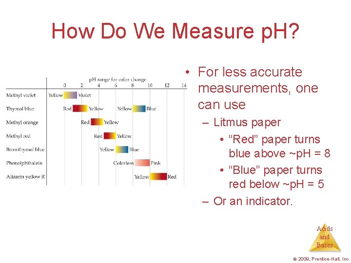 How Do We Measure p. H? • For less accurate measurements, one can use