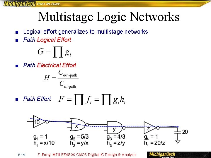 Multistage Logic Networks ■ Logical effort generalizes to multistage networks ■ Path Logical Effort