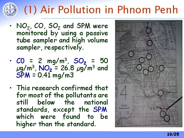 (1) Air Pollution in Phnom Penh • NO 2, CO, SO 2 and SPM (1) Air Pollution in Phnom Penh • NO 2, CO, SO 2 and SPM