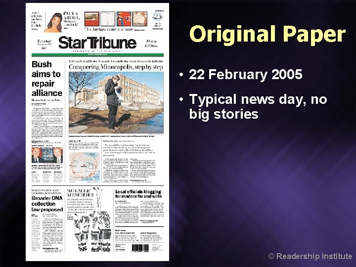 Original Paper • 22 February 2005 • Typical news day, no big stories ©