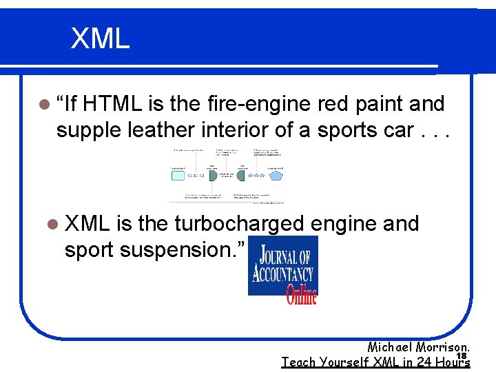 XML l “If HTML is the fire-engine red paint and supple leather interior of