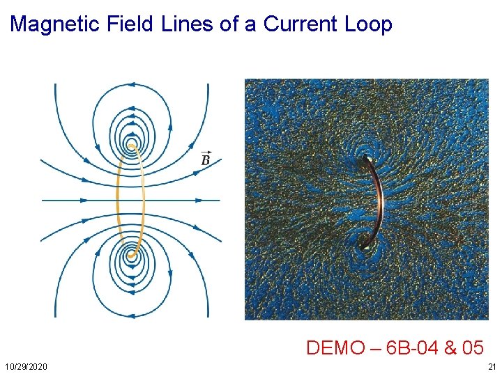 Magnetic Field Lines of a Current Loop DEMO – 6 B-04 & 05 10/29/2020