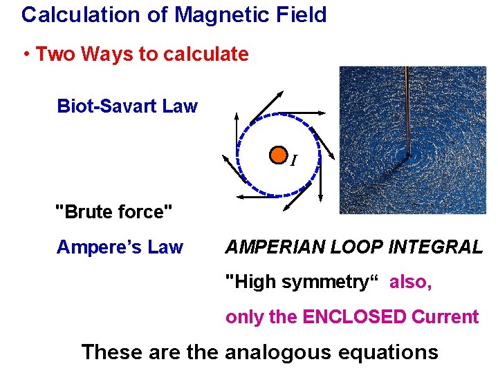 Calculation of Magnetic Field • Two Ways to calculate Biot-Savart Law I "Brute force"