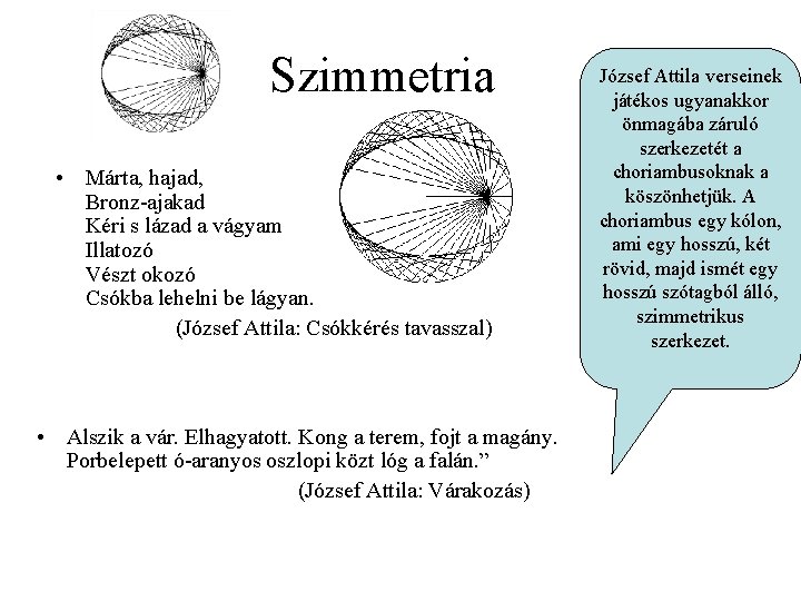 Szimmetria • Márta, hajad, Bronz-ajakad Kéri s lázad a vágyam Illatozó Vészt okozó Csókba