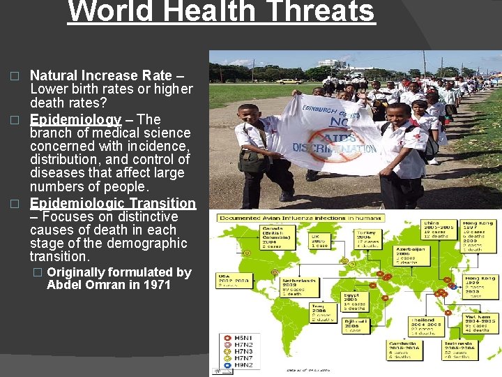 World Health Threats Natural Increase Rate – Lower birth rates or higher death rates?