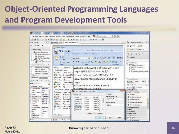 Object-Oriented Programming Languages and Program Development Tools Page 673 Figure 13 -11 Discovering Computers