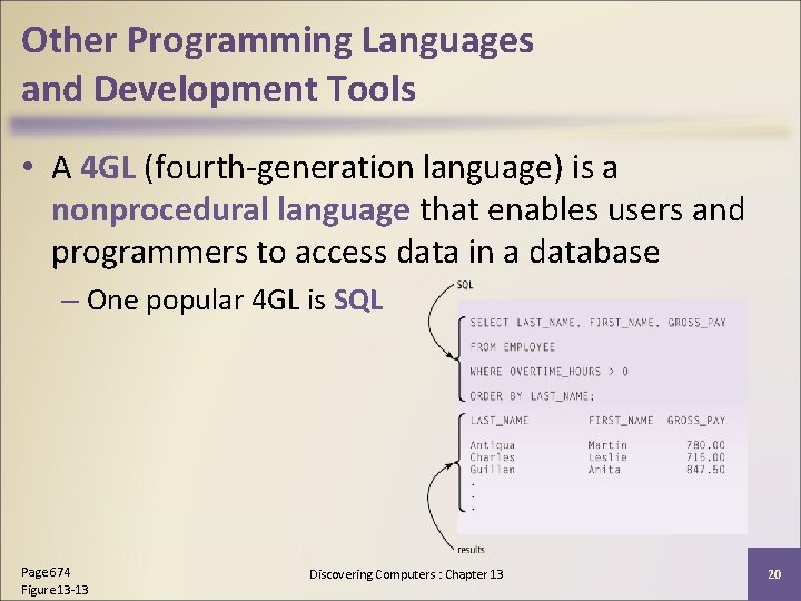 Other Programming Languages and Development Tools • A 4 GL (fourth-generation language) is a