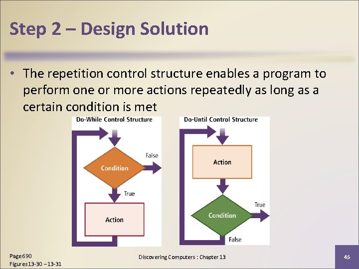 Step 2 – Design Solution • The repetition control structure enables a program to