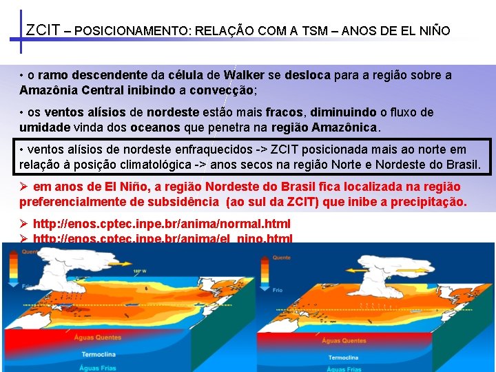 ZCIT – POSICIONAMENTO: RELAÇÃO COM A TSM – ANOS DE EL NIÑO • o ZCIT – POSICIONAMENTO: RELAÇÃO COM A TSM – ANOS DE EL NIÑO • o