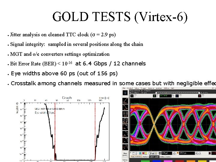 GOLD TESTS (Virtex-6) ● Jitter analysis on cleaned TTC clock (σ = 2. 9 GOLD TESTS (Virtex-6) ● Jitter analysis on cleaned TTC clock (σ = 2. 9
