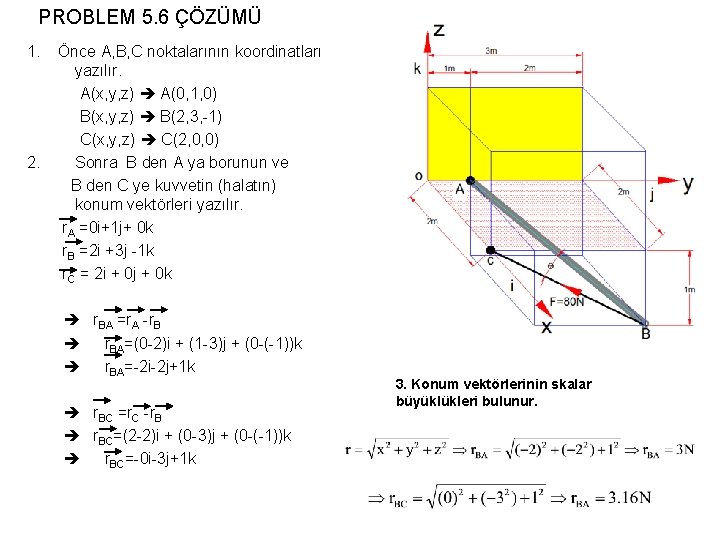 PROBLEM 5. 6 ÇÖZÜMÜ 1. 2. Önce A, B, C noktalarının koordinatları yazılır. A(x,