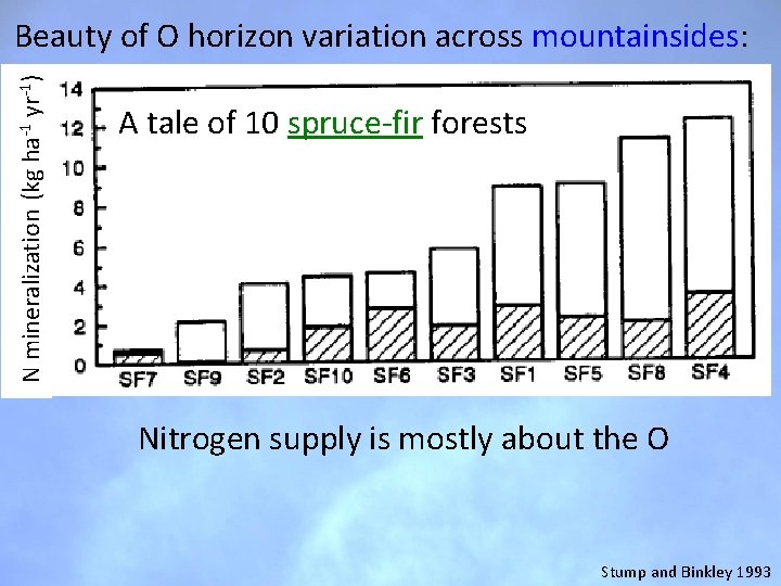 N mineralization (kg ha-1 yr-1) Beauty of O horizon variation across mountainsides: A tale N mineralization (kg ha-1 yr-1) Beauty of O horizon variation across mountainsides: A tale