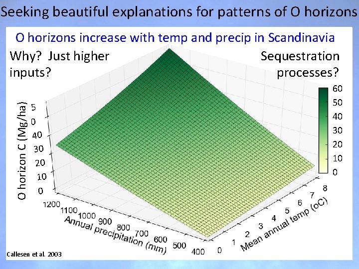 Seeking beautiful explanations for patterns of O horizons O horizon C (Mg/ha) O horizons Seeking beautiful explanations for patterns of O horizons O horizon C (Mg/ha) O horizons