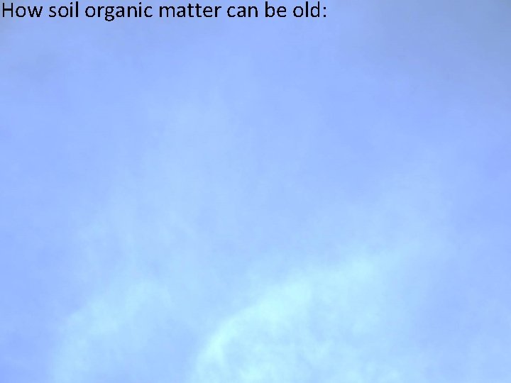 How soil organic matter can be old: How soil organic matter can be old: