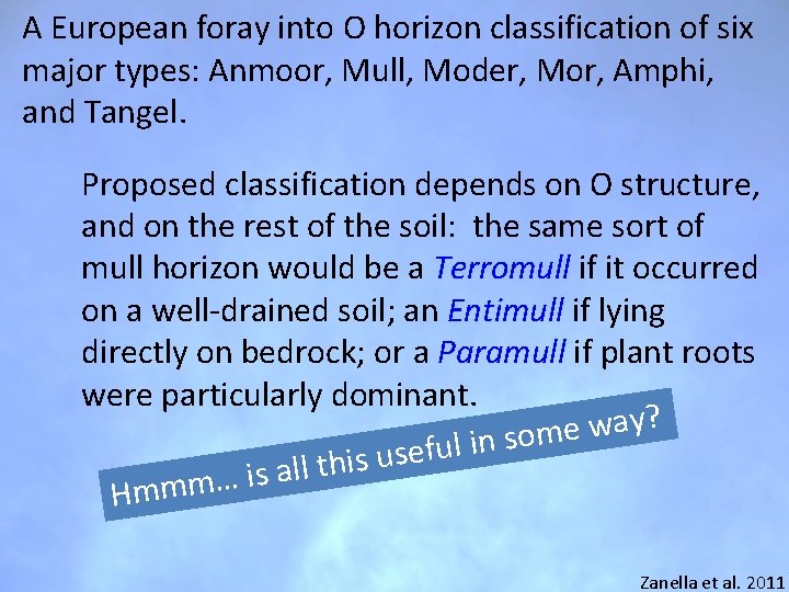 A European foray into O horizon classification of six major types: Anmoor, Mull, Moder, A European foray into O horizon classification of six major types: Anmoor, Mull, Moder,
