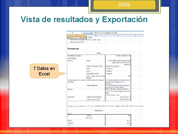 SPSS Vista de resultados y Exportación 7 Datos en Excel 