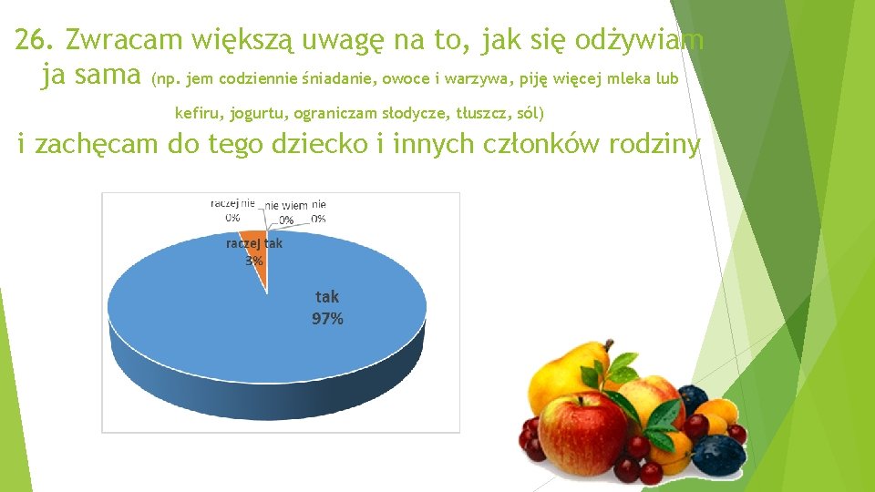 26. Zwracam większą uwagę na to, jak się odżywiam ja sama (np. jem codziennie