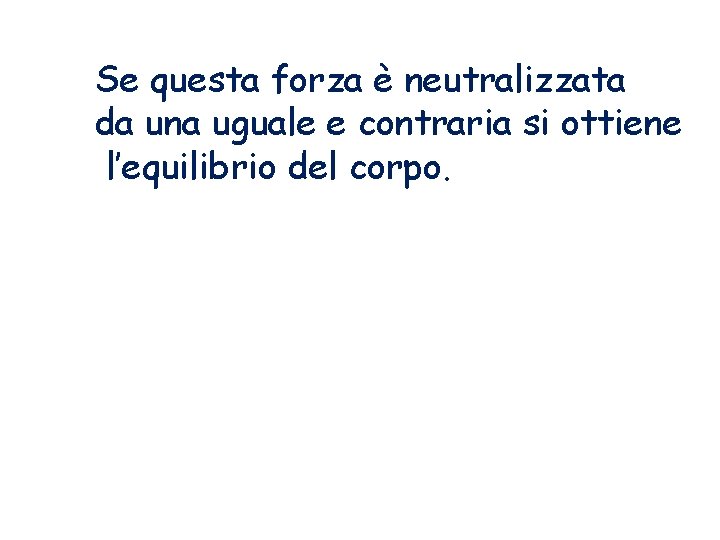 Se questa forza è neutralizzata da una uguale e contraria si ottiene l’equilibrio del