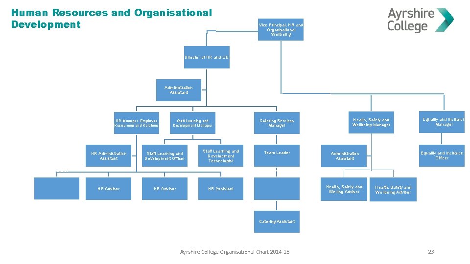 Human Resources and Organisational Development Vice Principal, HR and Organisational Wellbeing Director of HR