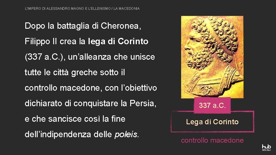 L’IMPERO DI ALESSANDRO MAGNO E L’ELLENISMO / LA MACEDONIA Dopo la battaglia di Cheronea,