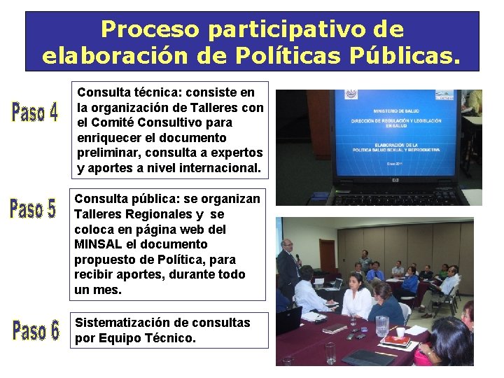 Proceso participativo de elaboración de Políticas Públicas. Consulta técnica: consiste en la organización de