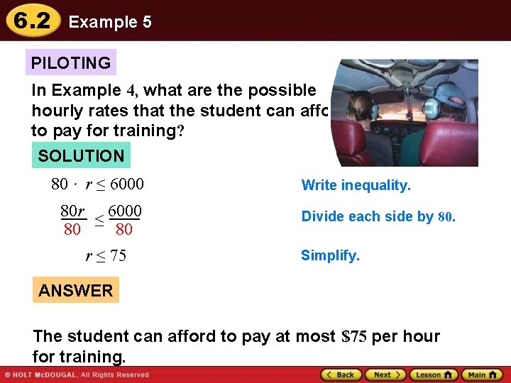 6. 2 Example 5 PILOTING In Example 4, what are the possible hourly rates