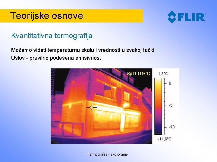 Teorijske osnove Kvantitativna termografija Možemo videti temperaturnu skalu i vrednosti u svakoj tački Uslov