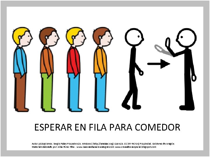 ESPERAR EN FILA PARA COMEDOR Autor pictogramas: Sergio Palao Procedencia: ARASAAC (http: //arasaac. org)