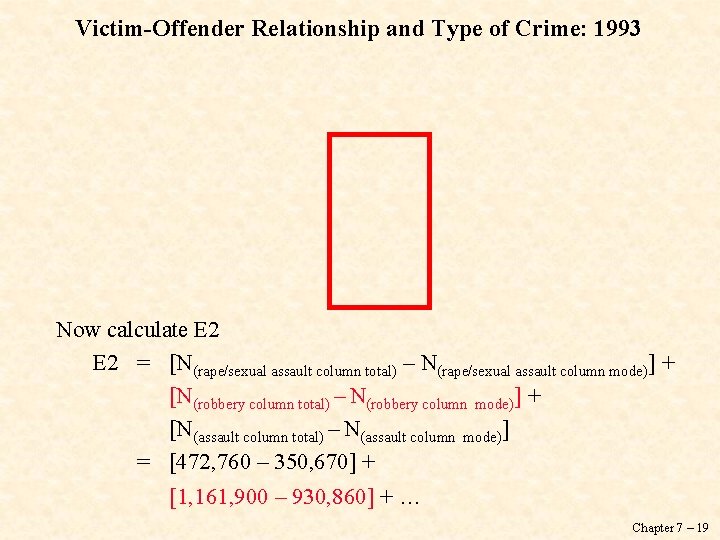 Victim-Offender Relationship and Type of Crime: 1993 Now calculate E 2 = [N(rape/sexual assault