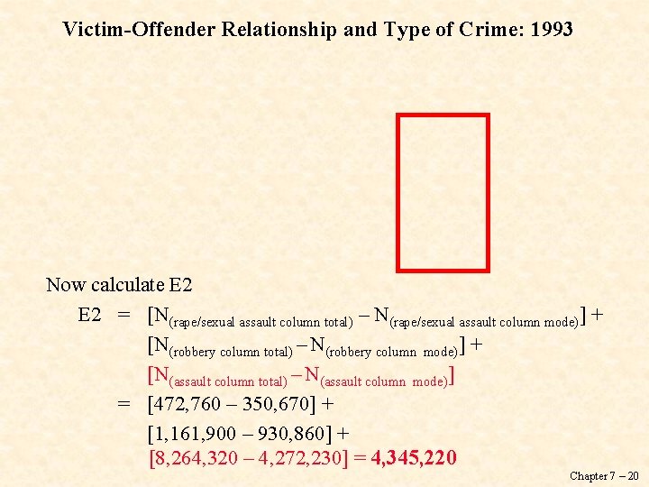 Victim-Offender Relationship and Type of Crime: 1993 Now calculate E 2 = [N(rape/sexual assault