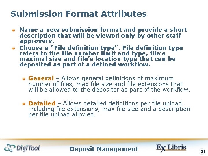 Submission Format Attributes Name a new submission format and provide a short description that Submission Format Attributes Name a new submission format and provide a short description that