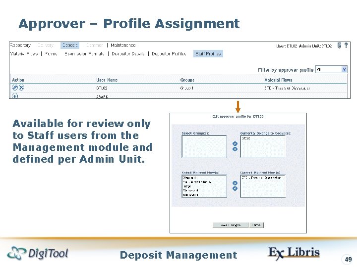 Approver – Profile Assignment Available for review only to Staff users from the Management Approver – Profile Assignment Available for review only to Staff users from the Management