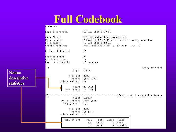 Full Codebook Notice descriptive statistics 