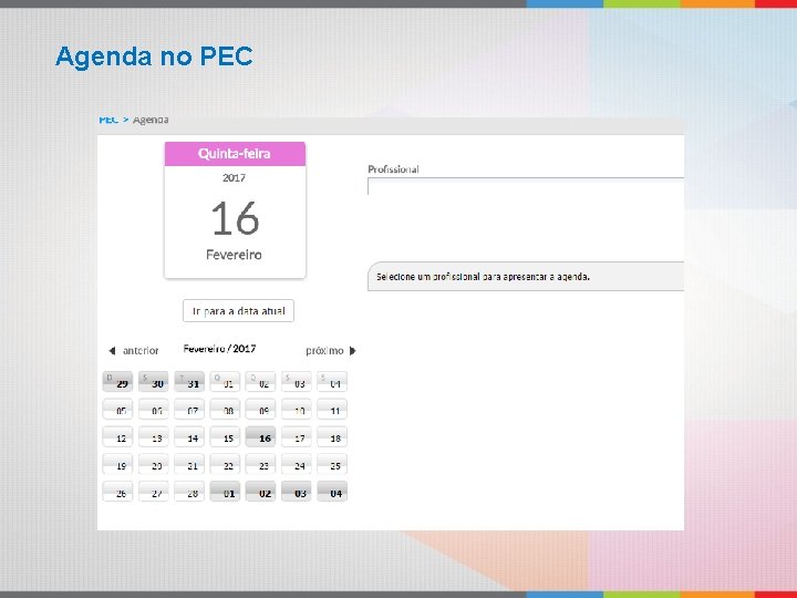 Agenda no PEC 